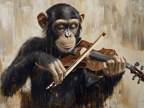 Malen nach Zahlen Schimpansen Malen nach Zahlen Erwachsene Sets Musik, Paint by Numbers Adult Mit Pinseln und Acrylfarbe, Basteln Erwachsene Leinwand Set für Wohnzimmer Wand Deko 40x30cm, Model 123 von zhangzen