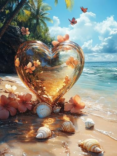 Strand Malen Nach Zahlen Erwachsene, Herz Malen Nach Zahlen XXL 20X30CM, Ölgemälde Kunst Handwerk Set mit Pinseln und Acrylfarbe, Paint by Numbers für Deko Wohnzimmer, Geschenke für Frauen, Model 379 Strand Malen Nach Zahlen Erwachsene, Herz Malen Nach Zahlen XXL 20X30CM, Ölgemälde Kunst Handwerk Set mit Pinseln und Acrylfarbe, Paint by Numbers für Deko Wohnzimmer, Geschenke für Frauen, Model 379 von zhangzen