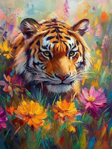 Tiger Malen Nach Zahlen Erwachsene, Blume Malen Nach Zahlen XXL 30X40CM, Ölgemälde Kunst Handwerk Set mit Pinseln und Acrylfarbe, Paint by Numbers für Deko Wohnzimmer, Geschenke für Frauen, Model 157 Tiger Malen Nach Zahlen Erwachsene, Blume Malen Nach Zahlen XXL 30X40CM, Ölgemälde Kunst Handwerk Set mit Pinseln und Acrylfarbe, Paint by Numbers für Deko Wohnzimmer, Geschenke für Frauen, Model 157 von zhangzen