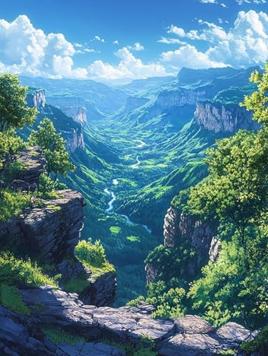 Wald Diamant Painting Kinder Landschaft Diamond Painting Erwachsene Groß XXL 90X120CM, Basteln Mädchen 8-12 Jahre, Diamond Painting Bilder Kunst Bastelset Erwachsene für Wanddeko Geschenke, Model 162 von zhangzen