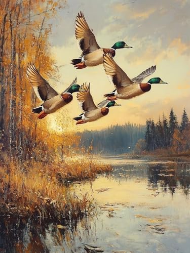 Wildgans Malen Nach Zahlen Erwachsene, See Malen Nach Zahlen XXL 45X60CM, Ölgemälde Kunst Handwerk mit Pinseln und Acrylfarbe, Paint by Numbers für Deko Wohnzimmer, Geschenke für Frauen, Model 172 Wildgans Malen Nach Zahlen Erwachsene, See Malen Nach Zahlen XXL 45X60CM, Ölgemälde Kunst Handwerk mit Pinseln und Acrylfarbe, Paint by Numbers für Deko Wohnzimmer, Geschenke für Frauen, Model 172 von zhangzen