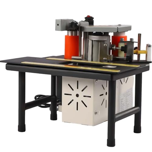Kantenanleimmaschine tragbar, 1200W Holzbearbeitung, doppelseitiges Kleben, Möbel Schrank Kurvenplatte, Industriequalität Klebemaschine, 1000 ml Klebertank(Black) von zhenmaster