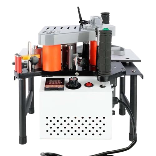 Kantenanleimmaschine tragbar, 1200W Holzbearbeitung, doppelseitiges Kleben, Möbel Schrank Kurvenplatte, Industriequalität Klebemaschine, 1000 ml Klebertank(White) von zhenmaster
