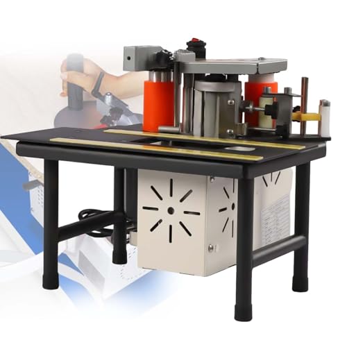 Kantenanleimmaschine tragbar, Holzbearbeitung 1200W doppelseitig, Möbel Schrank Kurve Platte, Klebemaschine Industriequalität, 1000 ml Tank langlebig stabil(Black) von zhenmaster