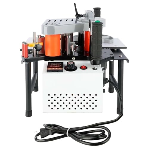 Kantenanleimmaschine tragbar Holzbearbeitung, 1200W doppelseitiges Kleben, Möbelbau Schrank Kurve Platte, Industriequalität Klebemaschine, 1000 ml Klebertank(White) von zhenmaster