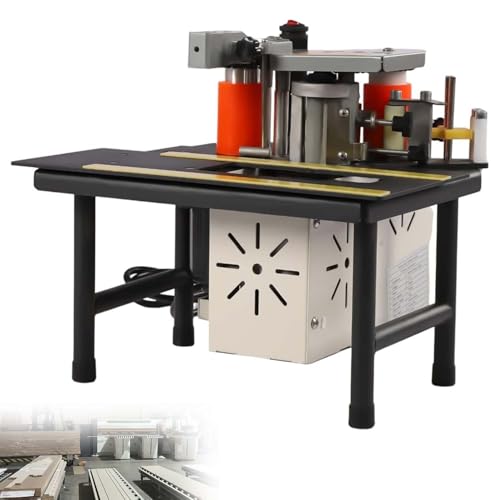 Professionelle Kantenanleimmaschine tragbar, Holzbearbeitung 1200W, doppelseitig klebend, Möbel Schrank Kurvenkanten, Industriequalität mit 1000 ml Kleber(Black) von zhenmaster