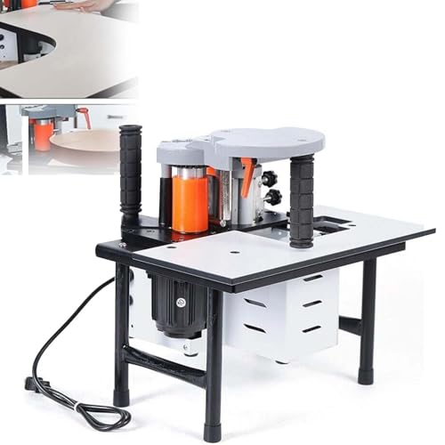 Professionelle Kantenanleimmaschine tragbar, Holzbearbeitung 1200W, doppelseitig klebend, Möbel Schrank Kurvenkanten, Industriequalität mit 1000 ml Kleber(White) von zhenmaster
