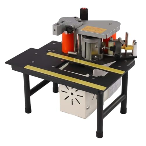 Professionelle Kantenanleimmaschine tragbar, Holzbearbeitung Klebemaschine 1200W, doppelseitig klebend, Möbelbau Schrank Kurve Platte, 1000 ml Klebertank(Black) von zhenmaster