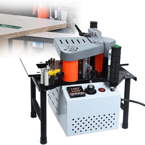 Professionelle Kantenanleimmaschine tragbar, Holzbearbeitung Klebemaschine 1200W, doppelseitig klebend, Möbelbau Schrank Kurve Platte, 1000 ml Klebertank(White) von zhenmaster