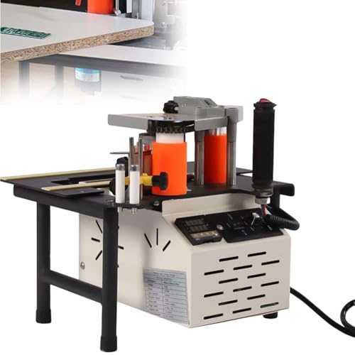 Professionelle tragbare Kantenanleimmaschine Holzbearbeitung 1200W, doppelseitiges Kleben, Möbelbau Schrank Kurvenkante, Industriequalität mit 1000 ml Tank(Black) von zhenmaster