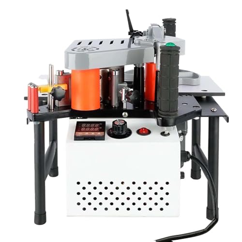 Professionelle tragbare Kantenanleimmaschine Holzbearbeitung 1200W, doppelseitiges Kleben, Möbelbau Schrank Kurvenkante, Industriequalität mit 1000 ml Tank(White) von zhenmaster