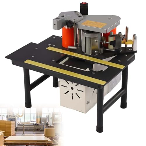 Tragbare 1200W Kantenanleimmaschine, Holzbearbeitung Klebemaschine, doppelseitige Klebetechnik, Möbel Schrank Kurvenkante, Industriequalität, 1000 ml Tank(Black) von zhenmaster