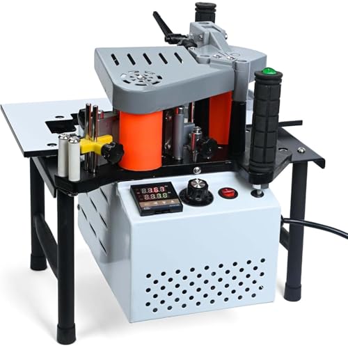 Tragbare Holzbearbeitung Kantenanleimmaschine 1200W, doppelseitig klebend, Möbel Schrank Kurven, Klebemaschine Industriequalität, 1000 ml Klebertank robust(White) von zhenmaster