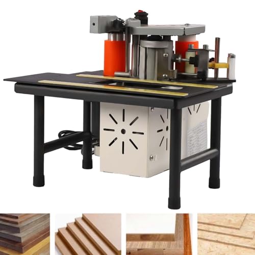 Tragbare Holzbearbeitung Kantenanleimmaschine 1200W, doppelseitige Klebetechnik, Möbel Schrank Kurve Kante, Industriequalität, Klebemaschine mit 1000 ml(Black) von zhenmaster