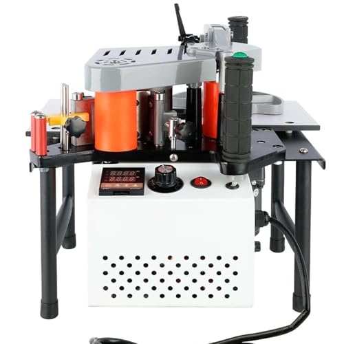 Tragbare Holzbearbeitung Kantenanleimmaschine 1200W, doppelseitige Klebetechnik, Möbel Schrank Kurve Kante, Industriequalität, Klebemaschine mit 1000 ml(White) von zhenmaster