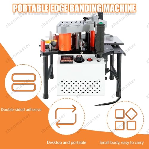 Tragbare Kantenanleimmaschine 1200W, Holzbearbeitung doppelseitig klebend, Möbel Schrank Kurvenplatte, Industriequalität Klebemaschine mit 1000 ml Tank robust(White) von zhenmaster