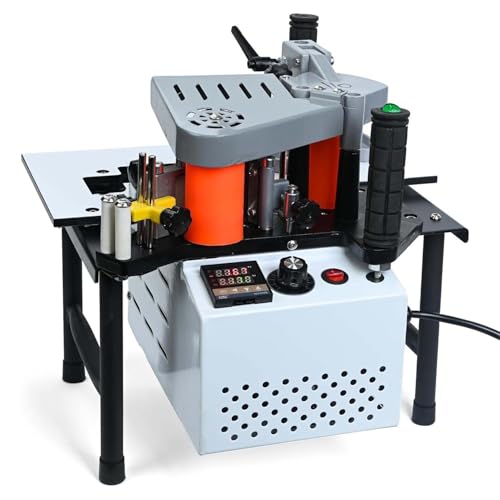 Tragbare Kantenanleimmaschine 1200W, Holzbearbeitung doppelseitige Klebetechnik, Möbel Schrank Kurven, Klebemaschine Industriequalität, 1000 ml Klebertank(White) von zhenmaster