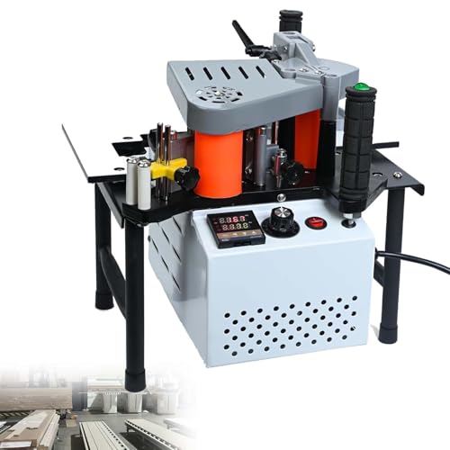 Tragbare Kantenanleimmaschine 1200W, doppelseitiges Klebesystem, Holzbearbeitung für Schränke, Möbelbau, Kurvenplatten, Industriequalität, 1000 ml Klebertank(White) von zhenmaster