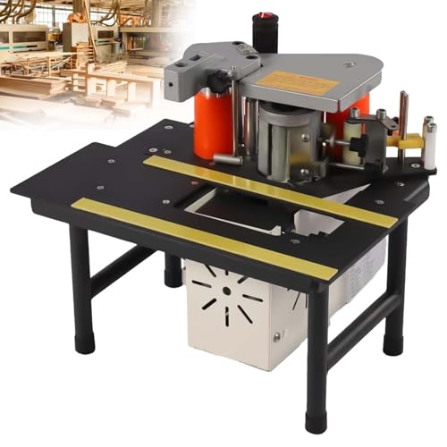 Tragbare Kantenanleimmaschine Holzbearbeitung 1200W, doppelseitiges Klebesystem, Möbel Schrank Kante Kurve, Klebemaschine Industriequalität, 1000 ml Tank(Black) von zhenmaster