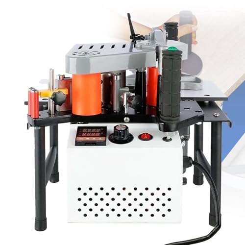 Tragbare Kantenanleimmaschine Holzbearbeitung 1200W, doppelseitiges Klebesystem, Möbel Schrank Kante Kurve, Klebemaschine Industriequalität, 1000 ml Tank(White) von zhenmaster