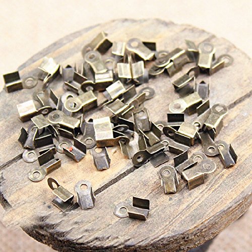 200 Stück Zubehör Schmuck Lederkordel Seile Quetschendkappen Anhänger Quetschverschluss Bügel Choker Halskette Perlen Verbinder Armband Charms Haken Schnalle Knebel Findings (Bronze, 4 x 8 mm passend von zhiteng
