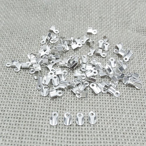 200 Stück Zubehör Schmuck Lederschnur Seile Crimp Endkappen Anhänger Quetschverschluss Bügel Choker Halskette Perlen Verbinder Armband Charms Haken Schnalle Knebelfunde (Silber, 6 x 3 mm passend für 1 von zhiteng