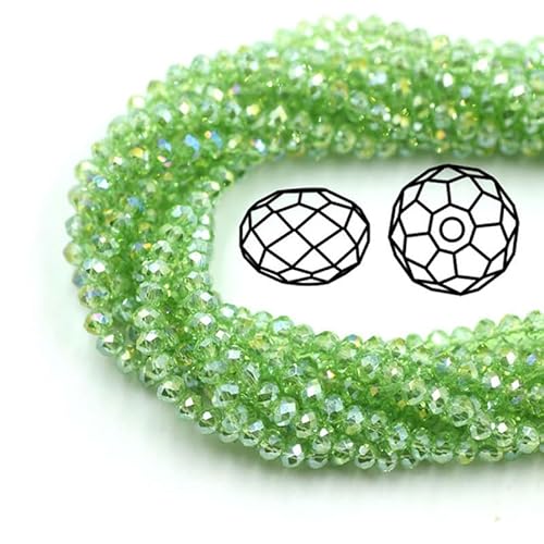 Rondelle Kristallglasperlen, 2 mm, 4 mm, 6 mm, 8 mm, gemischte Größen, facettierte Briolette-Abstandshalter, tschechische Rocailles, lose Perlen für DIY-Schmuckherstellung, Grün, 415 Stück von zhiteng