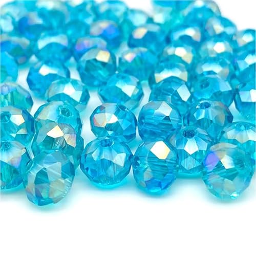 Rondelle Kristallglasperlen, 2 mm, 4 mm, 6 mm, 8 mm, gemischte Größen, facettierte Briolette-Abstandshalter, tschechische Rocailles, lose Perlen für DIY-Schmuckherstellung, Himmelblau, 415 Stück von zhiteng