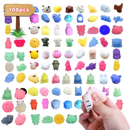 zhongko Mini Squishy 100 Stück, Mochi Squishy Squeeze Toy Kawaii Tier Squishies Partytüten Füllstoff Stressabbau Spielzeug für Kinder Erwachsene Weihnachten Geburtstagsgeschenk von zhongko