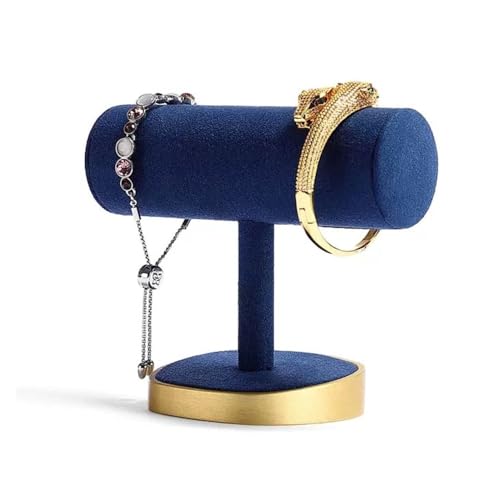 zhongqunli Schmuck-Organizer und -Aufbewahrung, Schwebender T-Bar-Armband-Halsketten-Armreif-Anhänger-Fußkettchen-Turm, Blauer Samt-Uhrenschlüssel-Schmuckständer for die Organisation zu Hause von zhongqunli