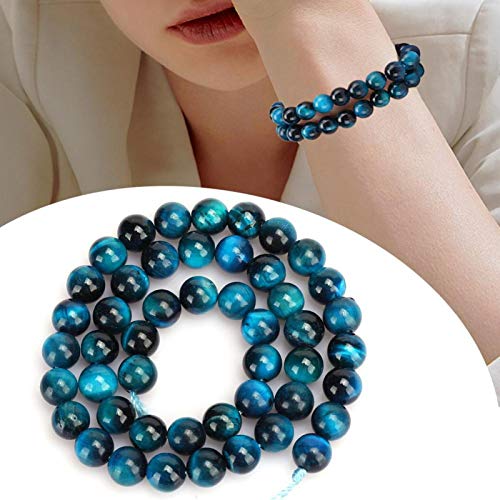 Perlen Naturstein Blau Tigerauge Runde Perlen DIY Schmuck Armband Herstellung Zubehör(8mm【48】) von zhuolong