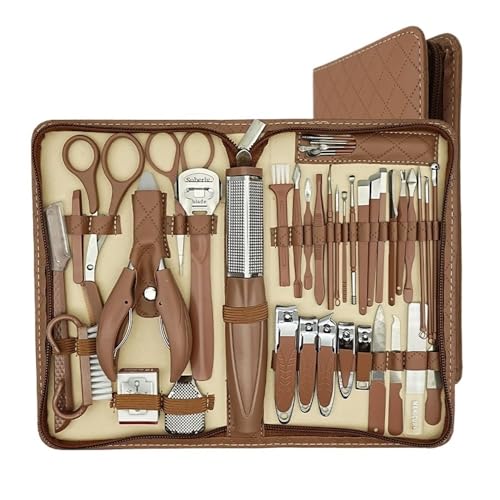 Nagelknipser-Set 42-teiliges Nagelknipser-Set aus Edelstahl mit Rautenmuster, Reißverschluss, Maniküre, großer Adlermund, Zange, Pediküre, Messer, Ohrschaufel, Eyebro für männliche und weibliche Nägel Nagelknipser-Set 42-teiliges Nagelknipser-Set aus Edelstahl mit Rautenmuster, Reißverschluss, Maniküre, großer Adlermund, Zange, Pediküre, Messer, Ohrschaufel, Eyebro für männliche und weibliche Nägel von zhuyanbo007
