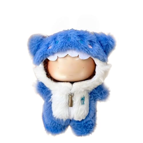 Kleidung für Labubu, Kleidung Set für Labubu Puppe, Häkeln 3 Stück Set Hut Kleidung Rucksack für LABUBU, Stilvolle Hai Clothings Set Zubehör (Keine Puppe) (Blau) von zimomo