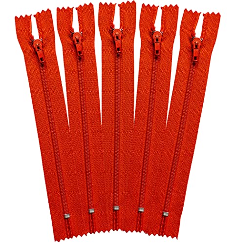 ziptoi Reißverschluss nicht teilbar 20 cm 5 Stück orangerot Farbe 10 von ziptoi