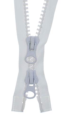 zipworld 2-Wege Reißverschluss GROBE Kunststoff - Plastik Zähne teilbar 8-9mm (weiß - 101, 90cm) von zipworld