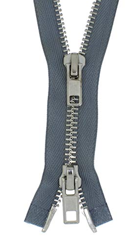 zipworld 2 Wege Reißverschluss Grob Stark Metall Silber Nickel teilbar 8mm (grau - 319, 75cm) von zipworld