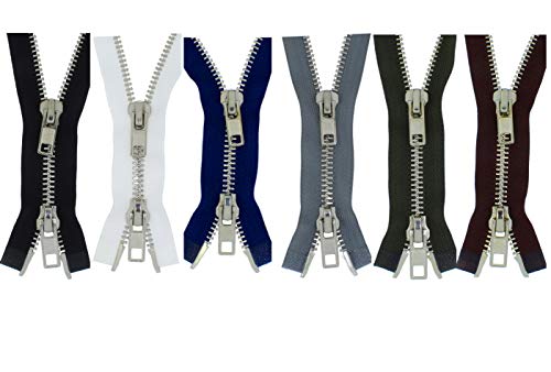 zipworld 2 Wege Reißverschluss Grob Stark Metall Silber Nickel teilbar 8mm (schwarz - 322, 80cm) von zipworld