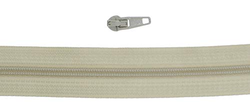 zipworld Endlos - Reißverschluss 3mm Kunststoff Spiral, versch. Längen und Farben (Hellbeige - 307, 10 Meter + 20 Zipper (separat) GP=m/1,39€) von zipworld