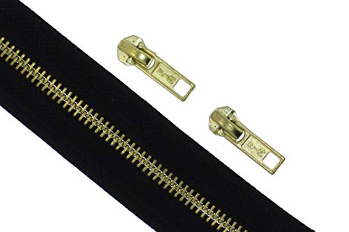 zipworld Endlos - Reißverschluss Reißverschlüsse meterware 5 Meter + 10 Zipper (Metall 5mm - Gold) von zipworld
