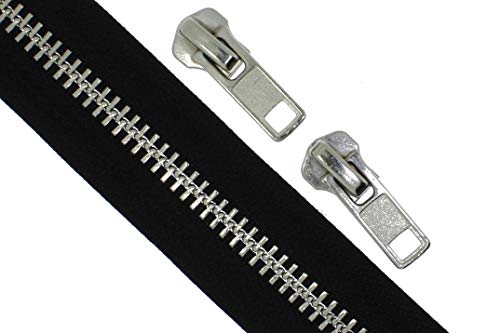 zipworld Endlos - Reißverschluss Reißverschlüsse meterware 5 Meter + 10 Zipper (Metall 8mm - Silber) von zipworld