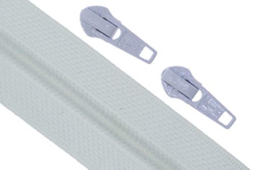 zipworld Endlos - Reißverschluss Reißverschlüsse meterware 5 Meter + 10 Zipper (Spiral 7mm - Weiss) von zipworld