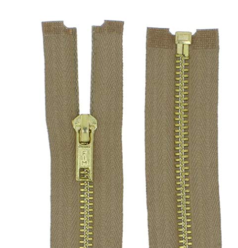 zipworld Reißverschlüsse Gold-Metall Reißverschluss 5mm teilbar (Mittelbeige - 308, 40cm) von zipworld