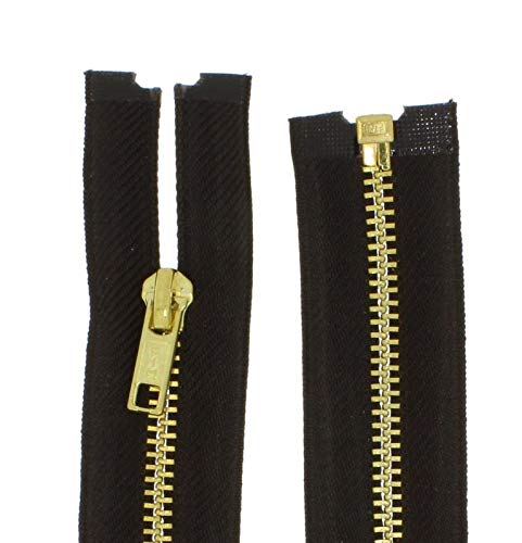 zipworld Reißverschlüsse Gold-Metall Reißverschluss 5mm teilbar (Schwarzbraun - 305, 30cm) von zipworld