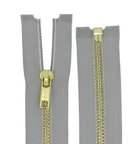 zipworld Reißverschlüsse Gold-Metall Reißverschluss 5mm teilbar (hellgrau - 310, 20cm) von zipworld