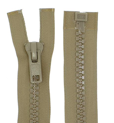 zipworld Reißverschluss Kunststoff GROBE Zähne 8mm teilbare Reißverschlüsse (beige - 308, 100cm) von zipworld