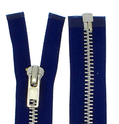 zipworld Reißverschluss MSG Metall Silber-Glanz Grob 8mm teilbar für schwere Bekleidung (dunkelblau - 330, 80cm) von zipworld