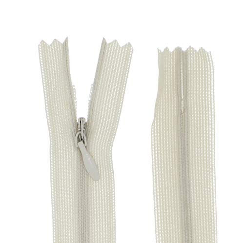 zipworld Reißverschluss Nahtverdeckt Verdeckte Nylon Reißverschlüsse Nicht-teilbar 3mm (Hellbeige - 307, 40cm) von zipworld