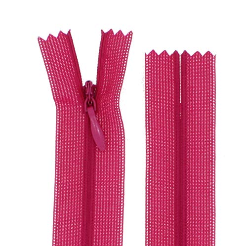 zipworld Reißverschluss Nahtverdeckt Verdeckte Nylon Reißverschlüsse Nicht-teilbar 3mm (Magenta - 174, 40cm) von zipworld