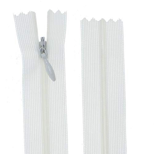 zipworld Reißverschluss Nahtverdeckt Verdeckte Nylon Reißverschlüsse Nicht-teilbar 3mm (Natur - 102, 60cm) von zipworld