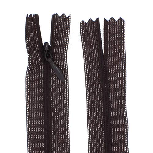 zipworld Reißverschluss Nahtverdeckt Verdeckte Nylon Reißverschlüsse Nicht-teilbar 3mm (braun - 304, 60cm) von zipworld